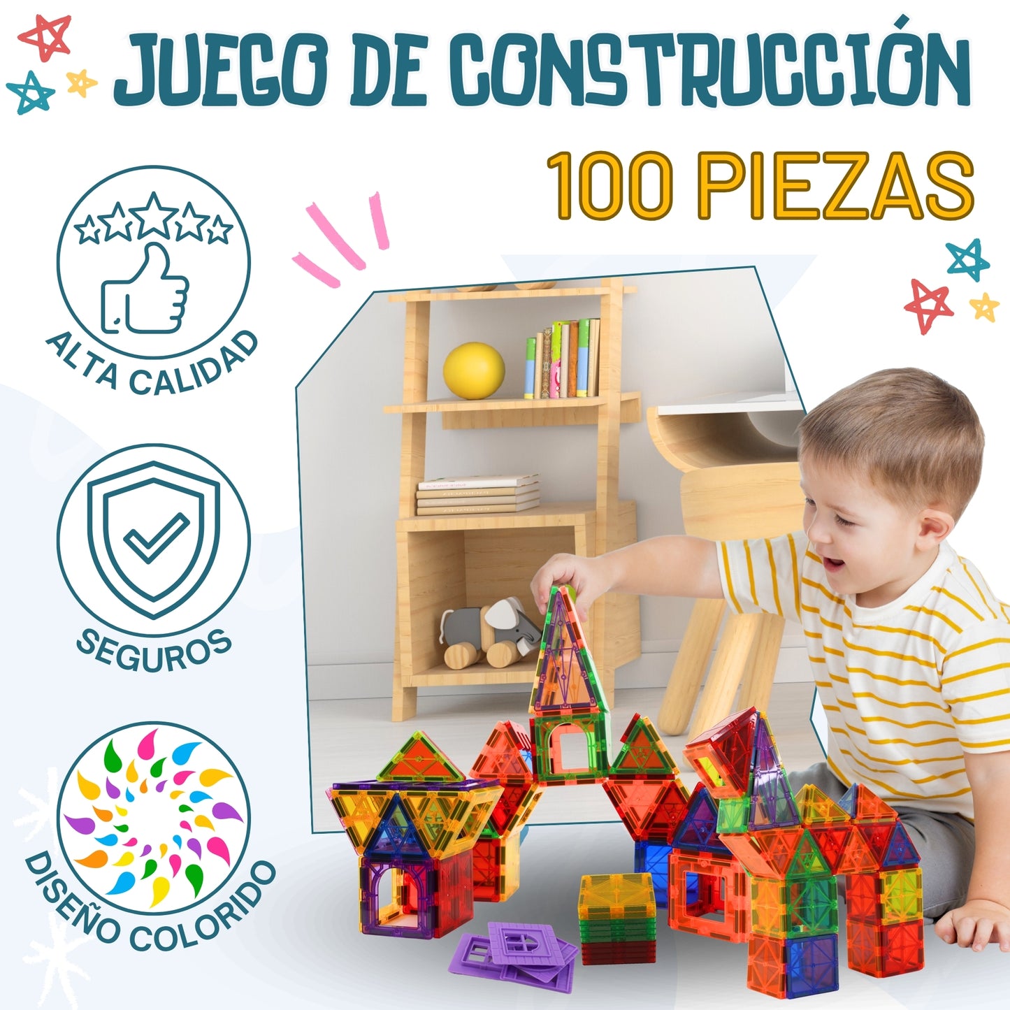 Bloques Magnéticos de Construcción (100 piezas)